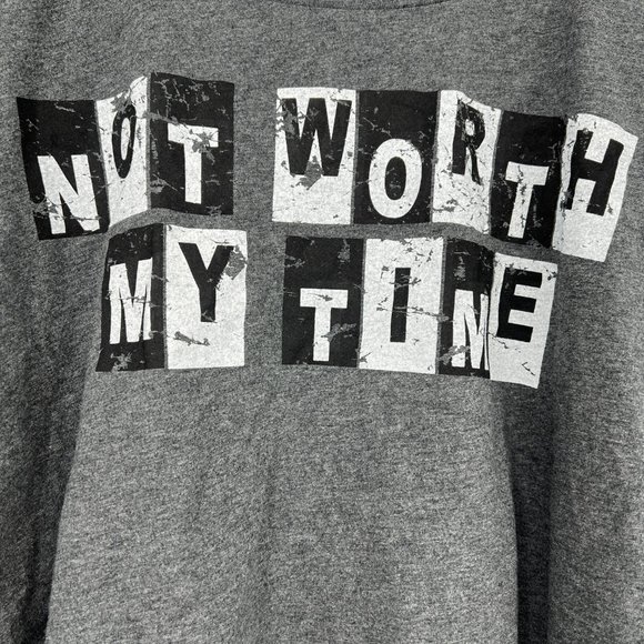 Truce Kids' Flowing Fit Crew Neck 'Not Worth My Time' Tee Dark Grey XL (16) NWT - Picture 5 of 5